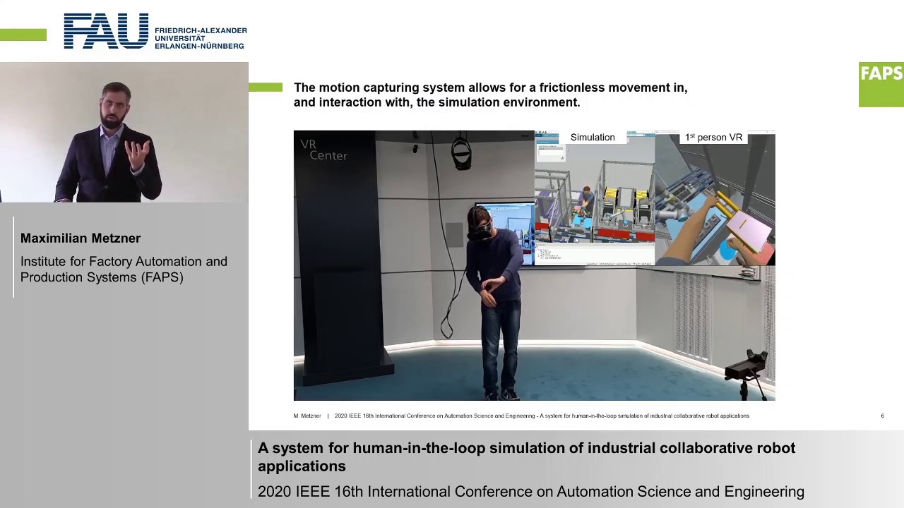 Zum Artikel "21.08.2020: Best Application Paper Award der IEEE CASE für Maximilian Metzner"